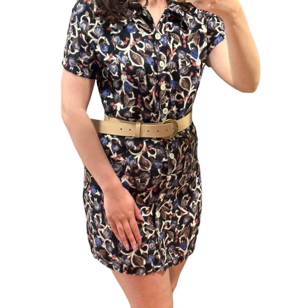 80's Vintage Sz 8 Retro Floral Button Down Mini Dress Summer Christine Parker